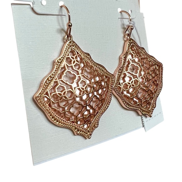 Kendra Scott Kirsten Rose Gold Filigree Dangle Earrings NWT - Picture 2 of 10